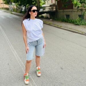 BERMUDA DI JEANS BRILLANTINATO